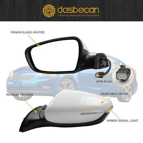 Left Driver Side Mirror Compatible With 2013 2014 2015 Kia Left-6pin DIY paint