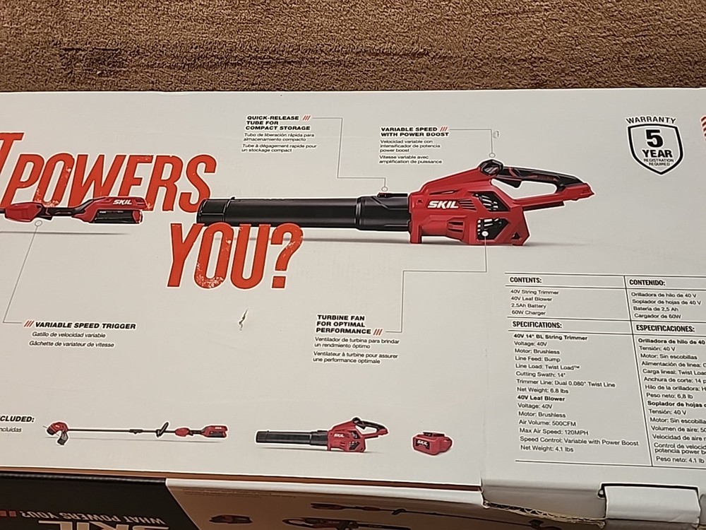 SKIL 40V Brushless 14" String Trimmer & Leaf Blower Combo Kit (TOOL ONLY)