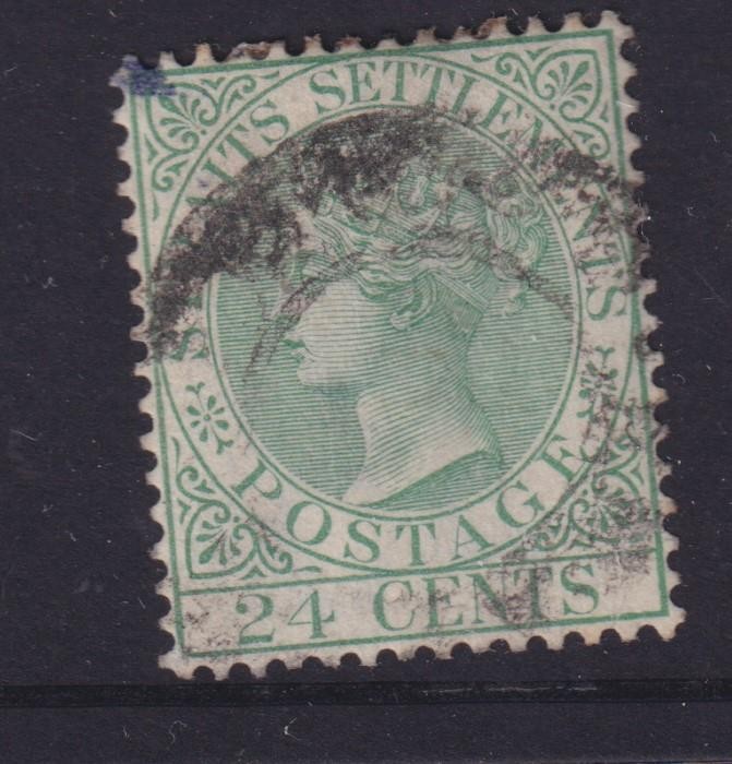 STRAITS SETTLEMENTS, 1884 CA, 24c. Green, used.
