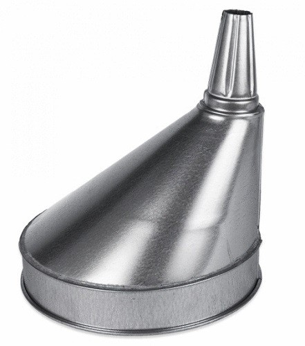 94465 6 Quart, 10" Offset Side Spout Funnel,  Removable Brass Strainer Screen
