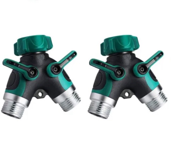 2*Water Hose Splitter 2 Way 3/4" Hose Connector Dual Garden Y Valve Pipe Faucet