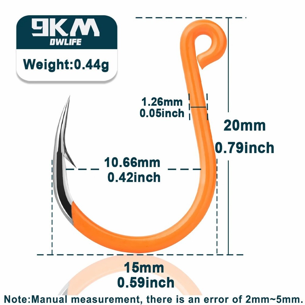 25~100Pcs Fishing Jigging Hooks Large Eye with Barb Inline Hook Hard Baits Hook