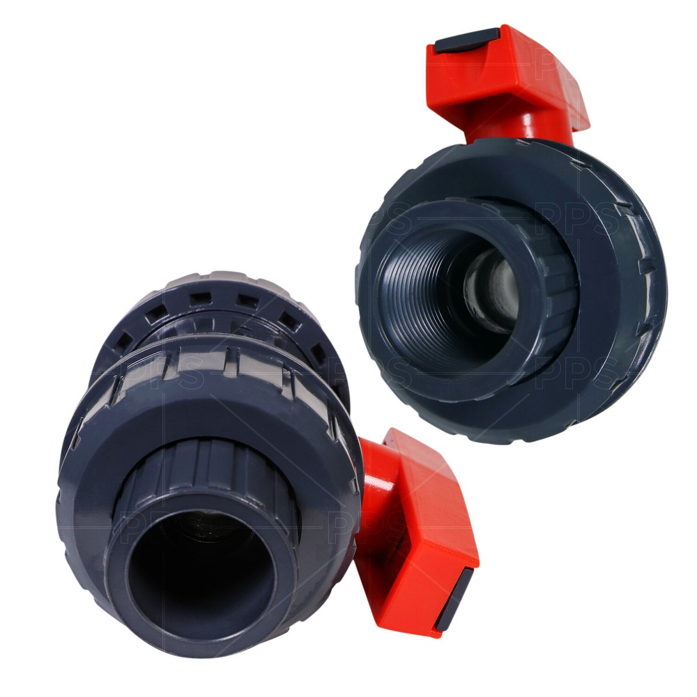 True Gray Union PVC Ball Valve Socket Slip Solvent/Thread Schedule 40/80 Pipe