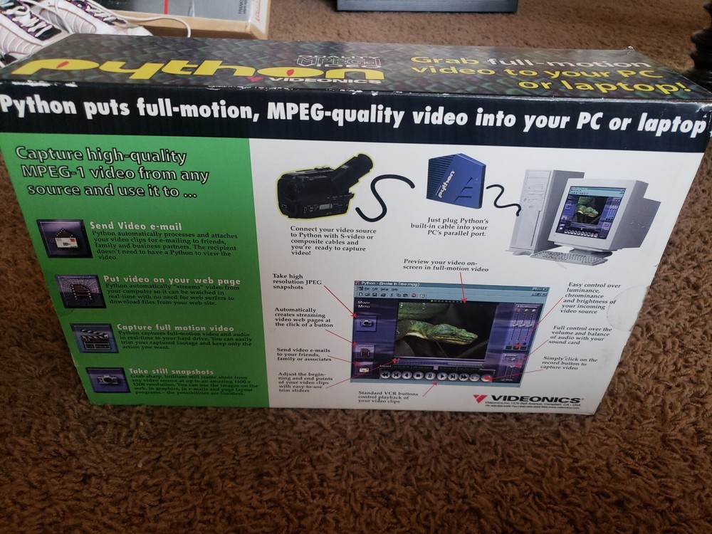 Vintage Gaming Videonics Python Video Capture Card w/ Free Software Complete