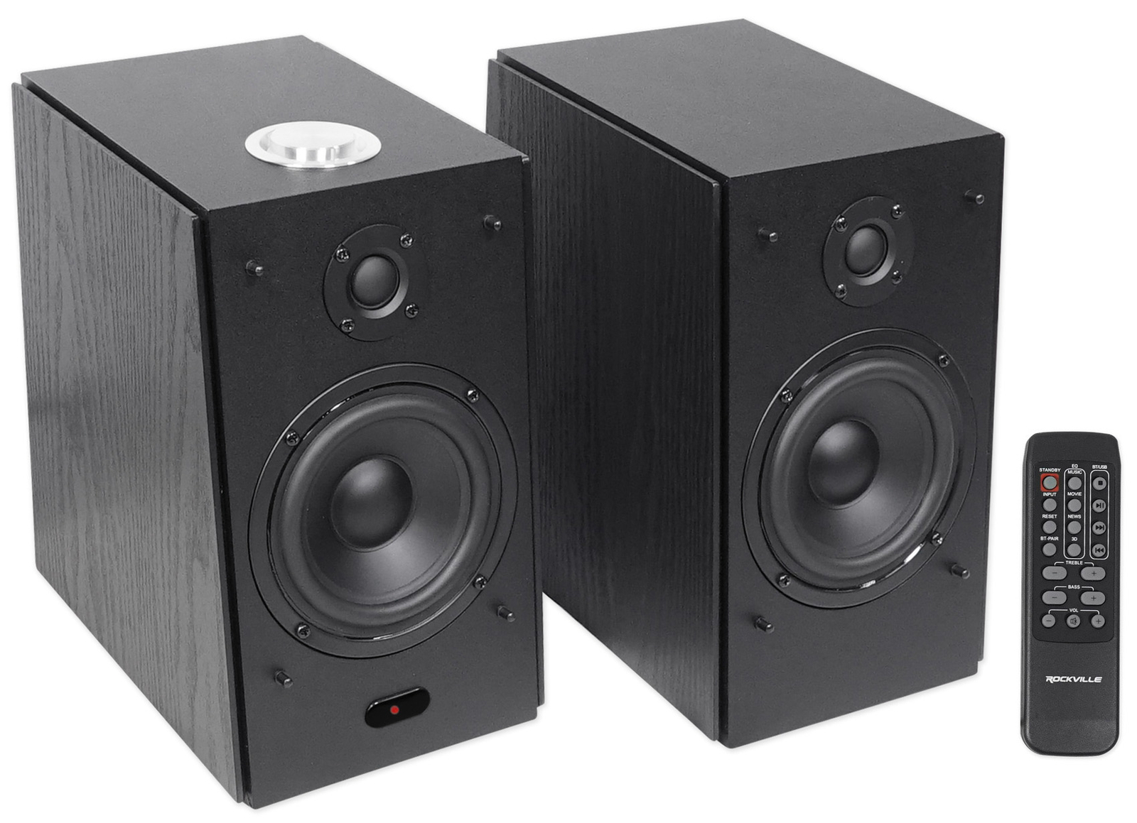 (2) Rockville HD5B 5" Powered Studio Monitor Bluetooth Bookshelf Speakers-Black