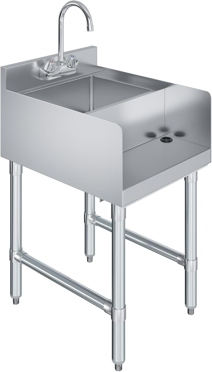 22 in. x 18 in Stainless Steel Utility Blender Station with Dump Sink and Faucet