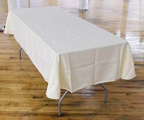 60'' x 126'' EventStable 100% Polyester Ivory Tablecloth Wedding Event
