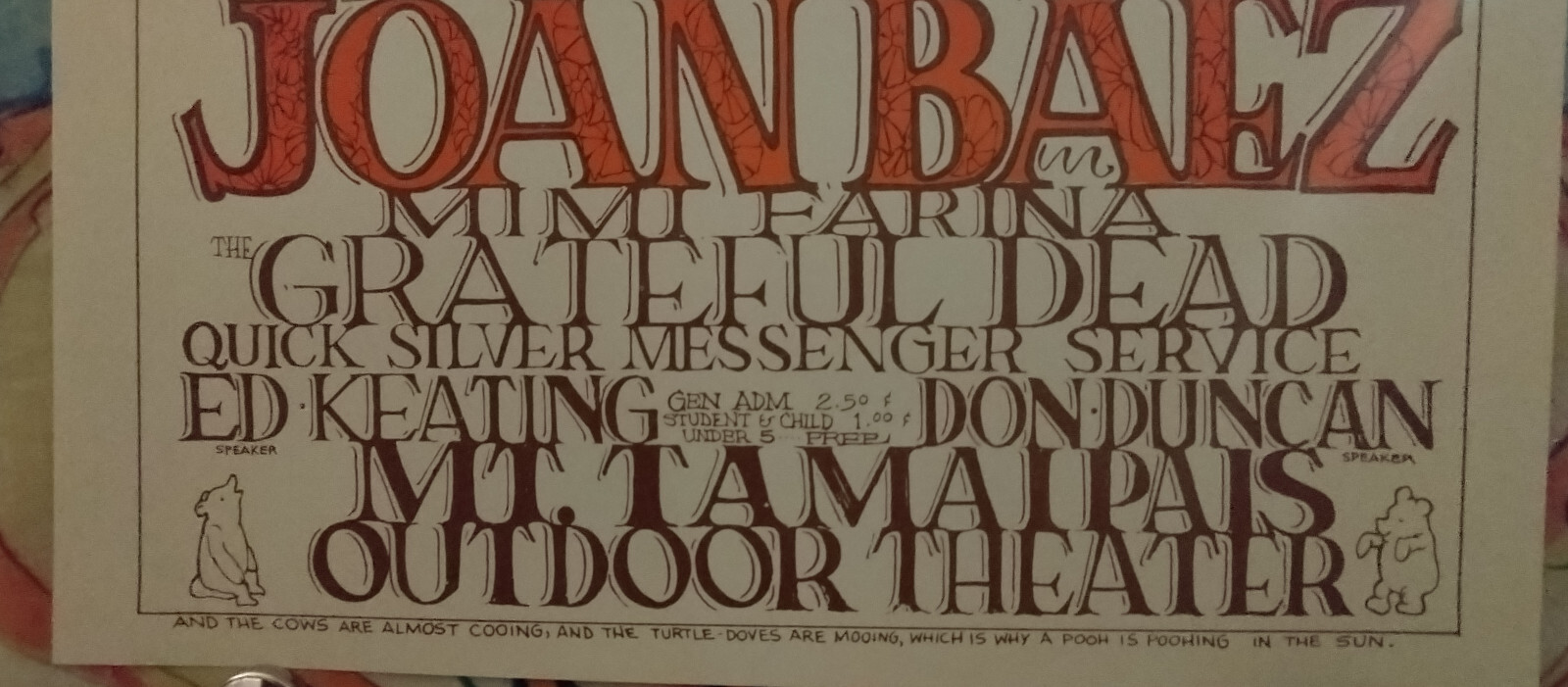 Grateful Dead Joan Baez Stanley Mouse Peace 1966 Vintage Poster