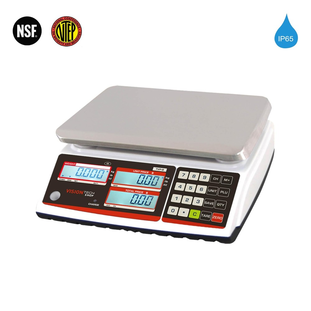 VisionTechShop TVP-30B Price Computing Scale, Lb/Oz/Kg Switchable, 30lb Capacity
