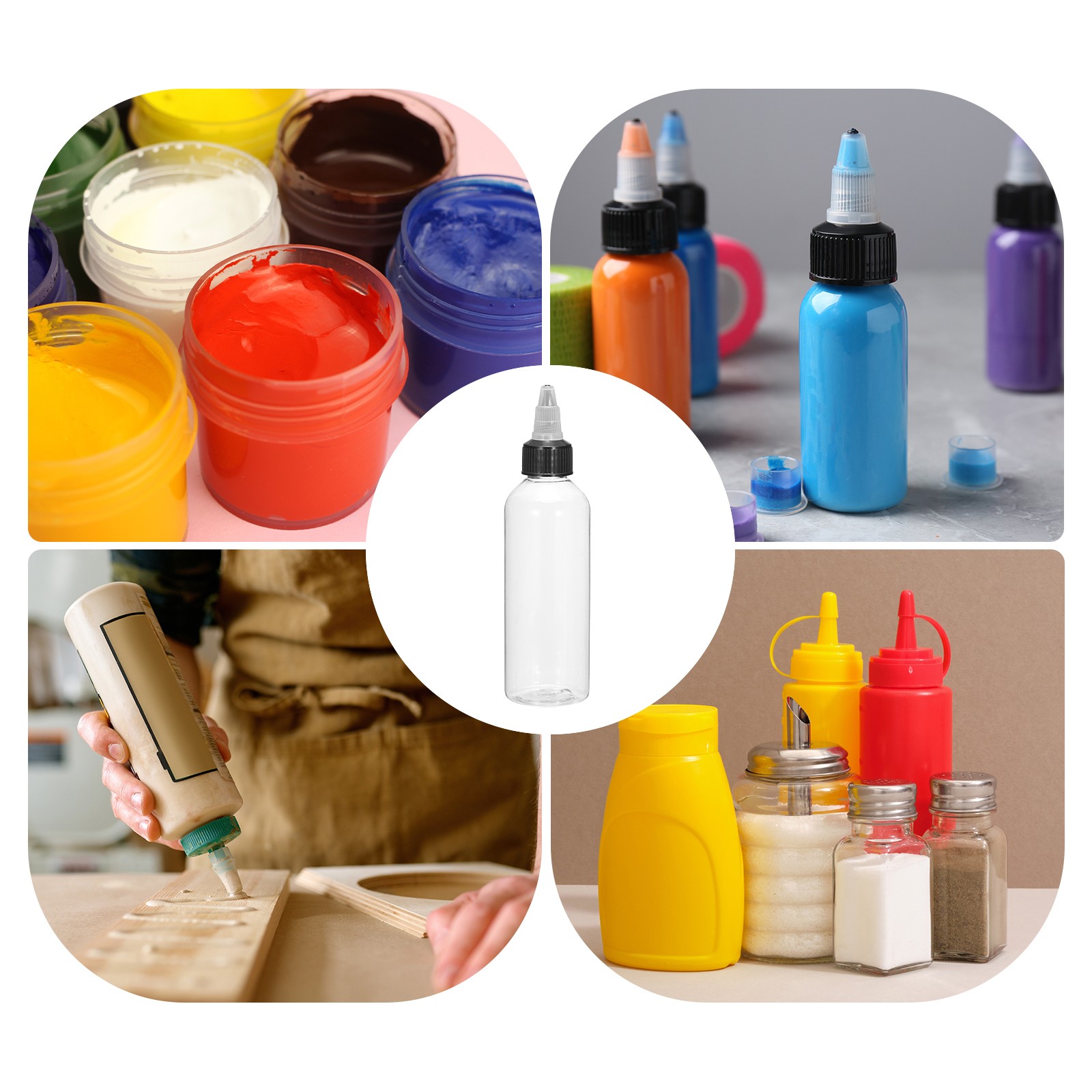 4Pcs 5oz/150ml Squeeze Bottles, Clear Dispensing Bottles