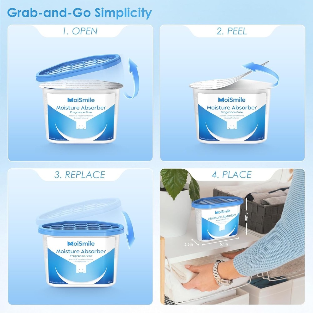 Moisture Absorbers, Efficient Humidity Absorber ＆ Odor Eliminator Boxes, Refil