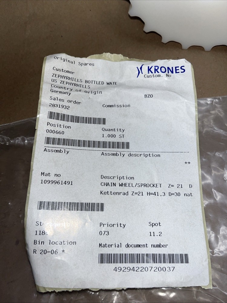 Krones Chain Wheel Sproket