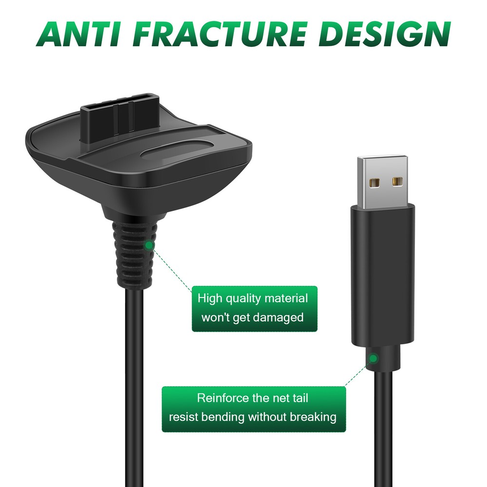 2 Battery Pack Charger Dock USB Cable For Microsoft Xbox 360 Wireless Controller