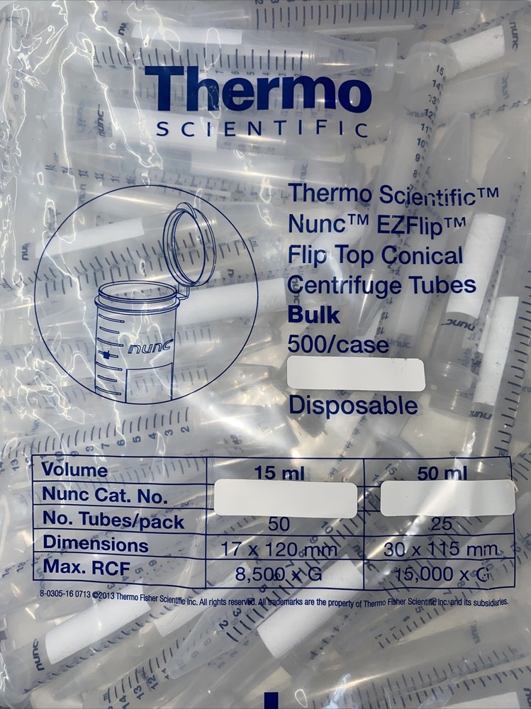 Nunc™ EZFlip™ Centrifuge Tube Conical Bottom Plain 15 mL Without Color Coding