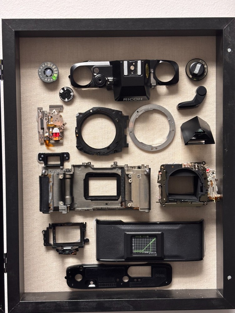 Deconstructed 35mm Camera Shadow Box Art - Retro Wall Decor - Camera Blue Print