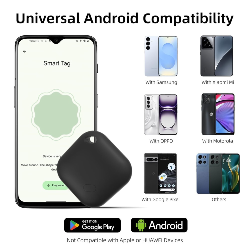 Android Tracker Tags 4 Pack and 2pcs CR2032 Batteries, Smart Tracking Device ...