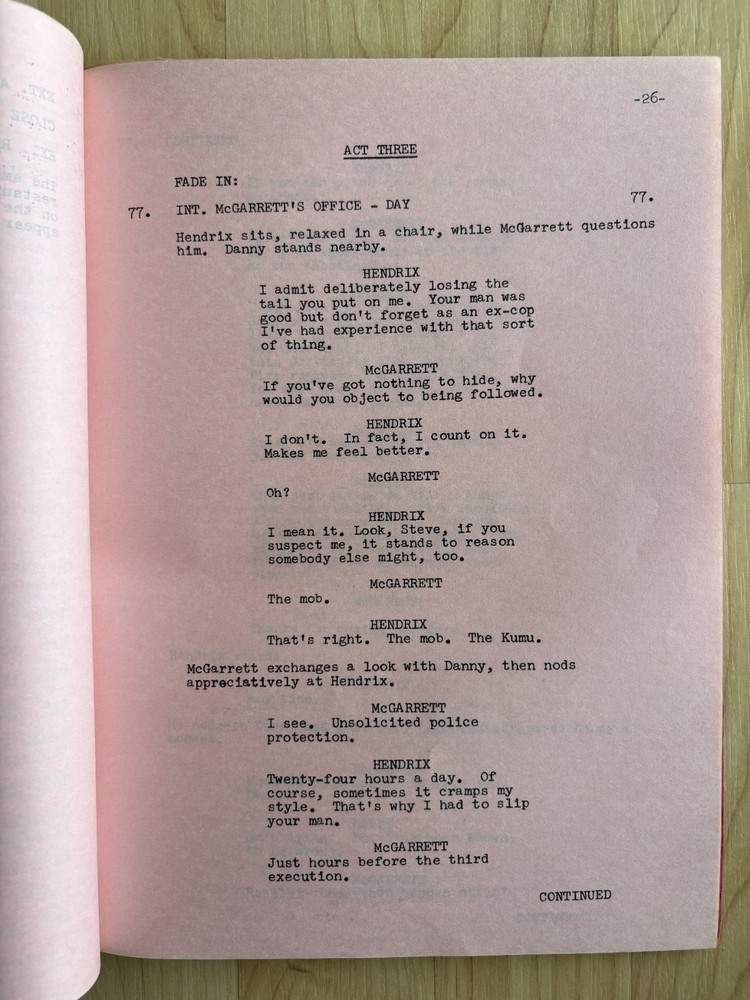 Hawaii Five-O 'The Execution File' Original Script Final Draft 1978
