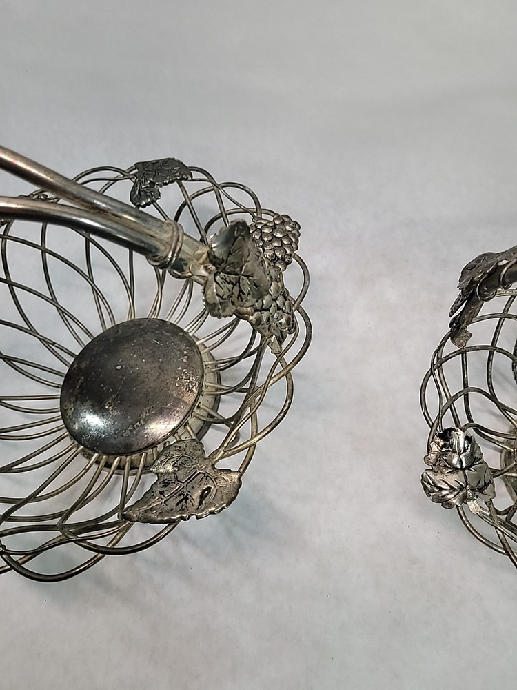 Vintage Grapevine Godinger Silver Art Co Vine Metal Baskets Swinging Handle