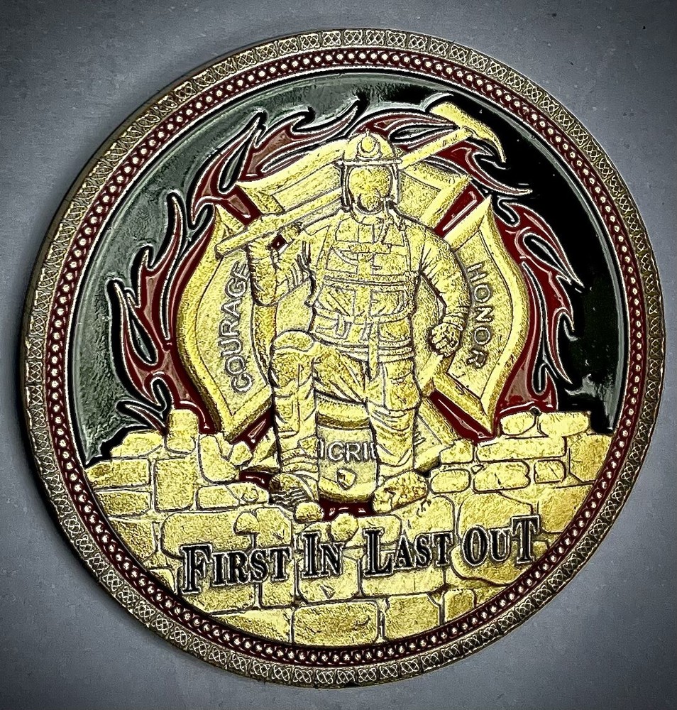 Large Fireman’s Challenge Coin-Bronze Colored-2sided-Brother-Firefighter