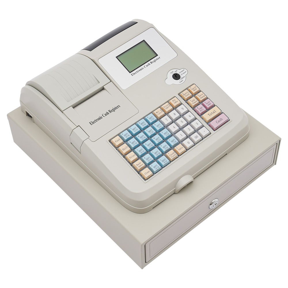 Electronic Cash Register with Flat Keyboard & Thermal Printer W/48 Keys
