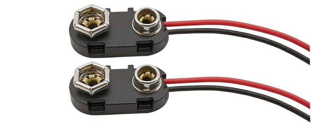 2X 9V BATTERY SNAP CONNECTOR CLIP HARD SHELL WIRED