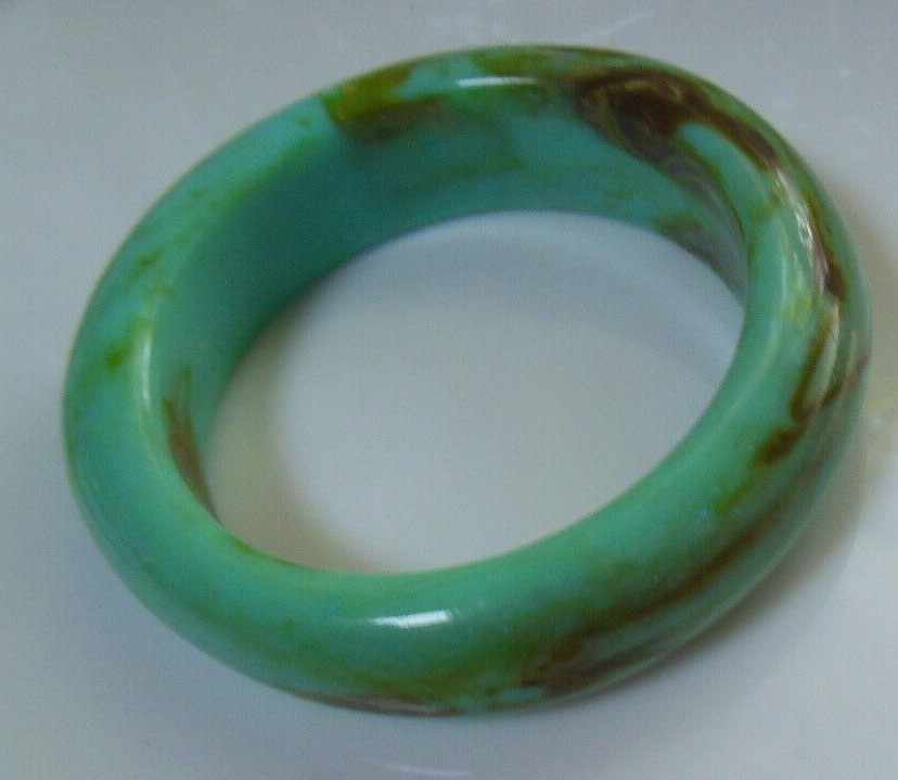 Thick Teal/Brown Marbled Bangle Bracelet