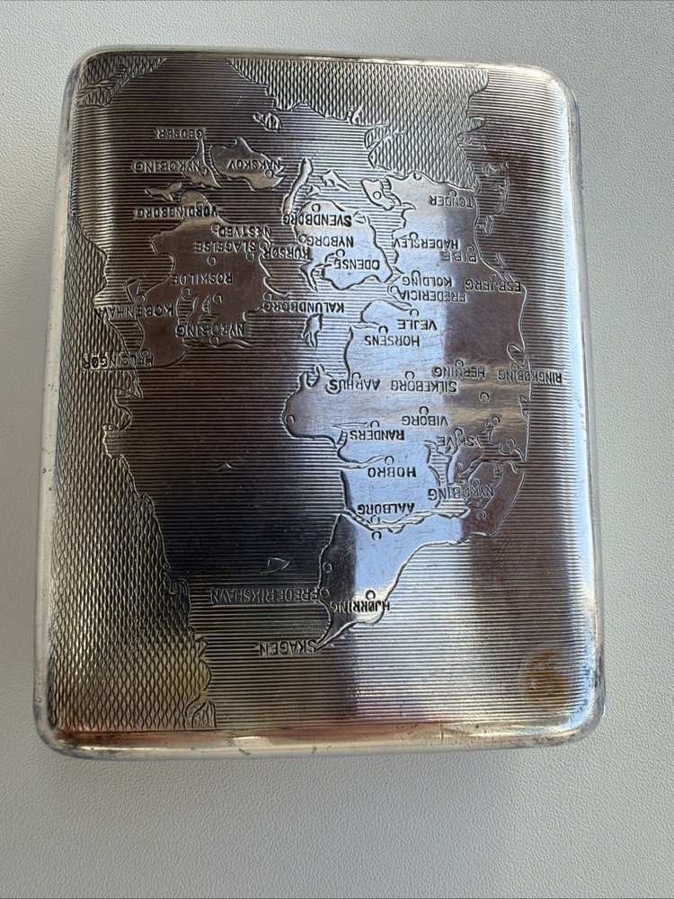 Antique Cigarette Case￼Map Of Denmark