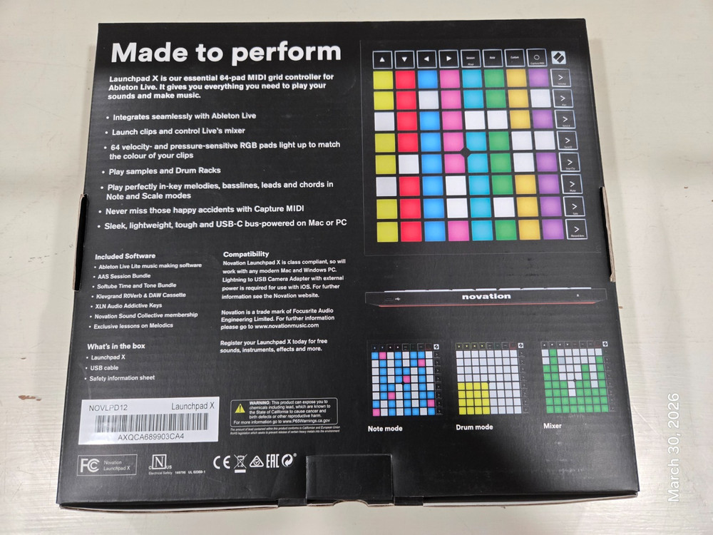 Novation NOVLPD12 Launchpad X Grid 64 Pad Controller for Ableton Live