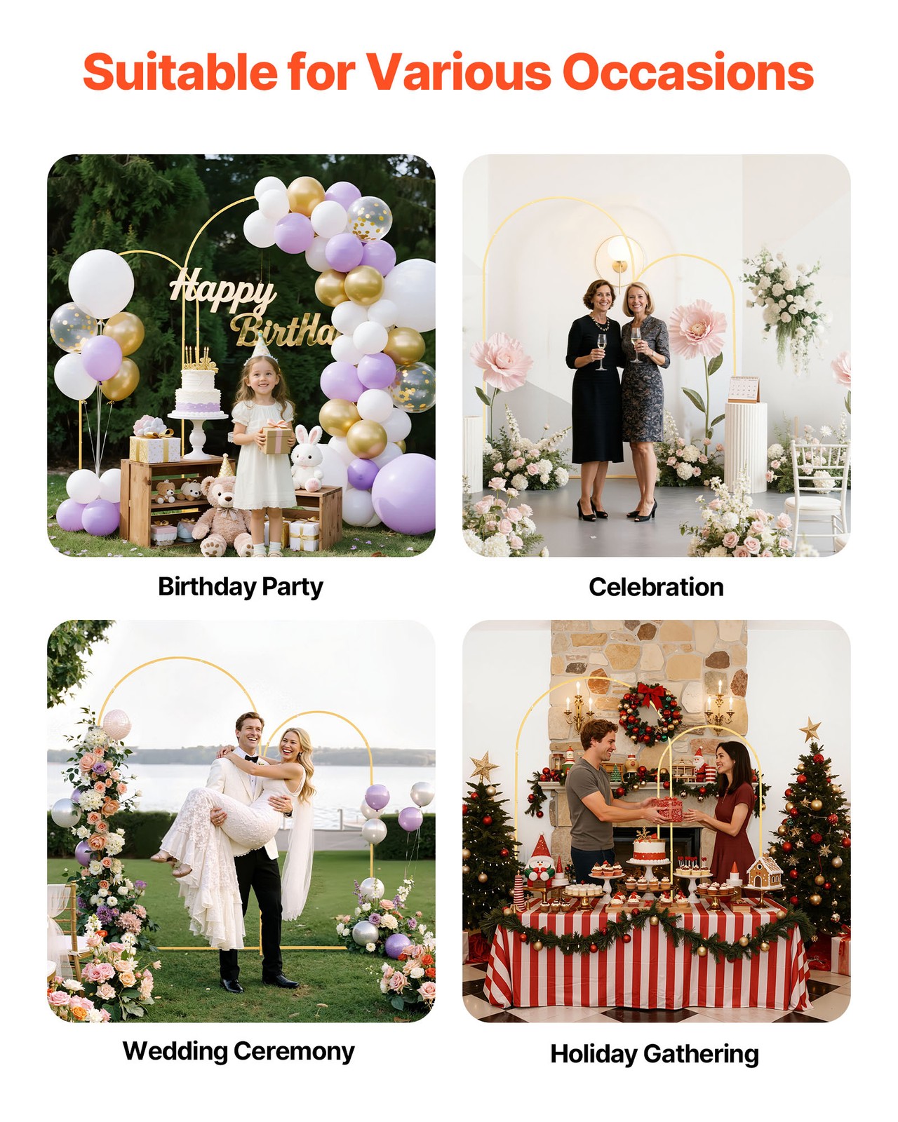 VEVOR Arch Backdrop Stand Metal Arch Backdrop Stand 7.2 ft and 6 ft Set of 2