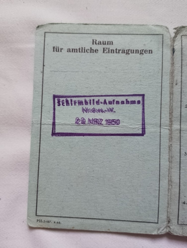 1950, Postwar Germany, identity card and work permit, British Occupation Zone.