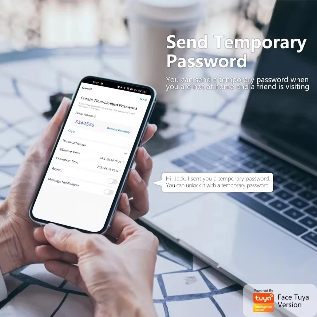 3D Face Recognition Fingerprint Password Smart Door Lock with Camera Security