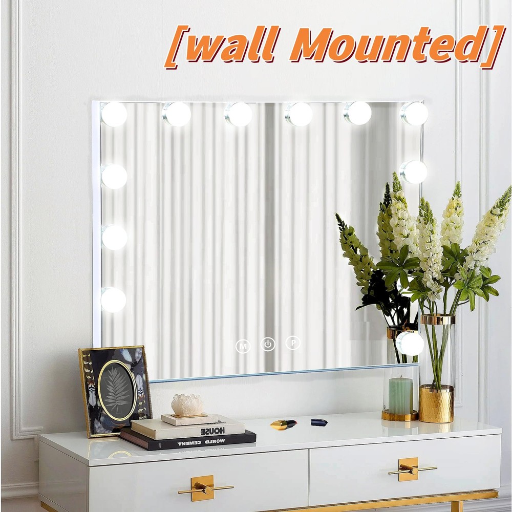 Vanity Mirror with Lights Lighted Makeup Mirror with Dimmable LED Bulbs,3 Col...