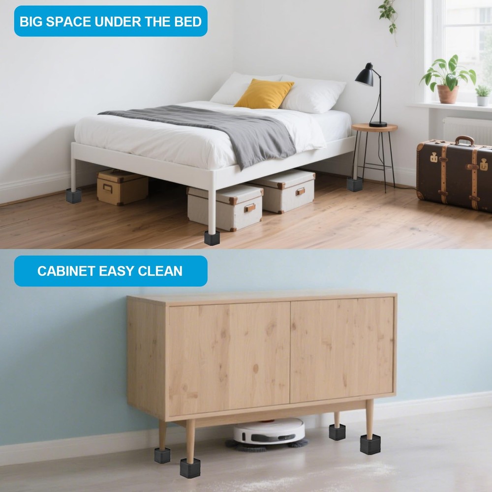 Heavy Duty Furniture Risers, Stackable Bed Risers, Adjustable Bed Raising Blo...