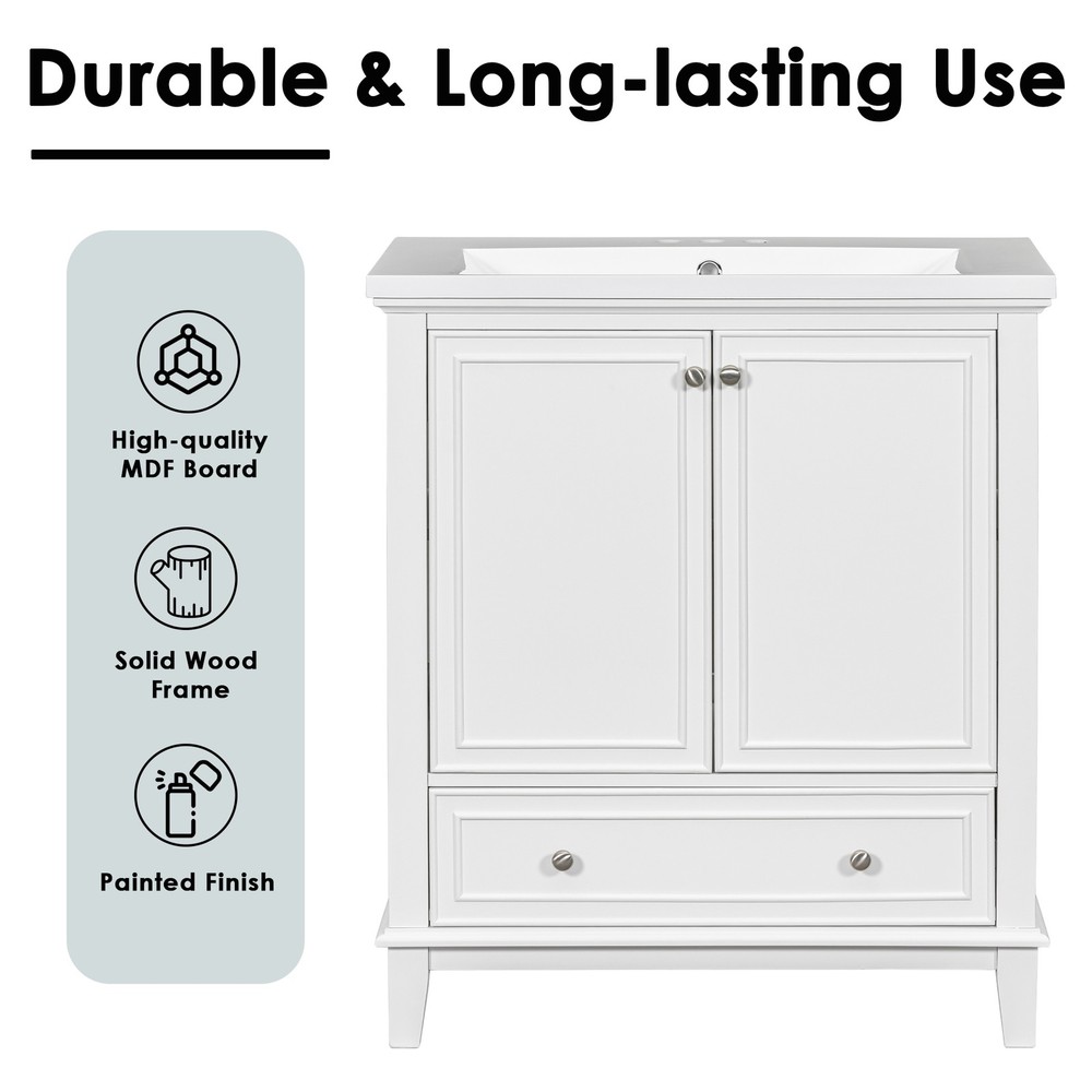 30" Bathroom Vanity without Sink, Base Only, Multi-functional Bathroom Cabinet