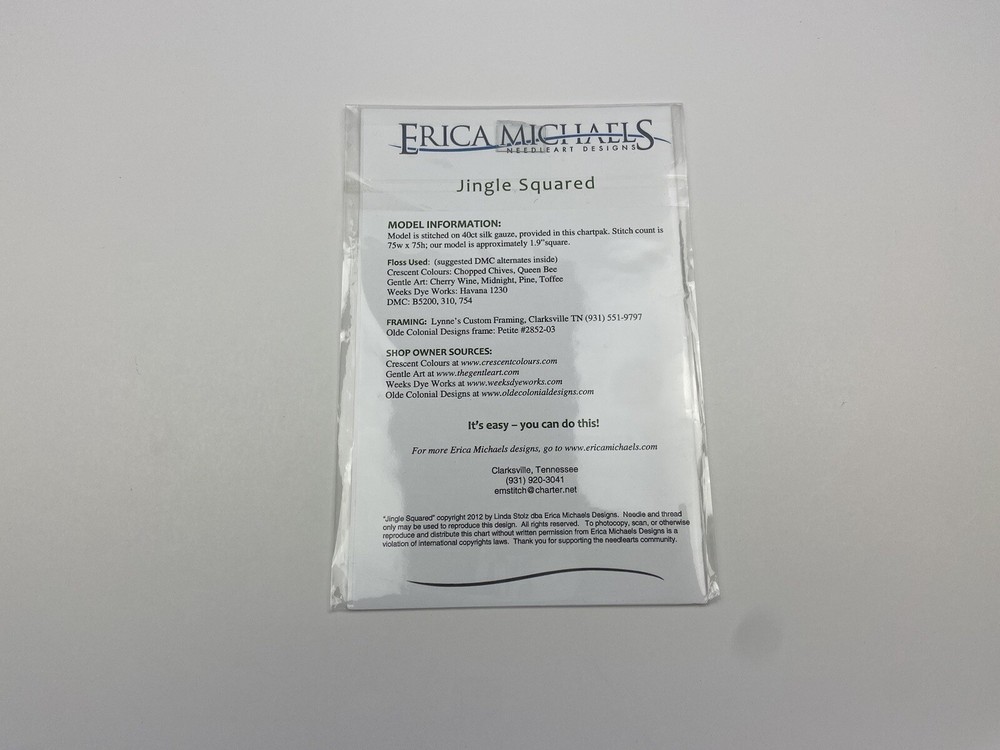 Erica Michaels Jingle Squared Needlepoint Pattern Stitched On Silk Gauze