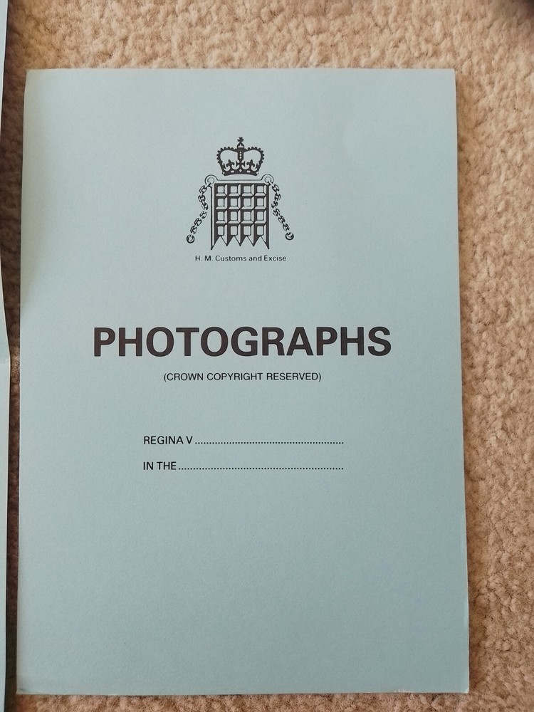 HM Customs Excise Photograph evidence cover. Rare