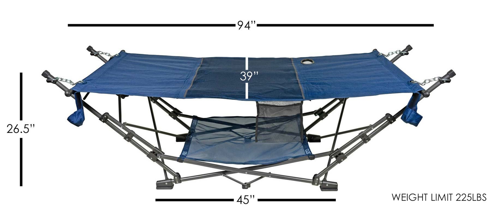 Zenithen (#OC582S-BD) Full-Sized Portable Folding Out/Indoor Hammock, Blue