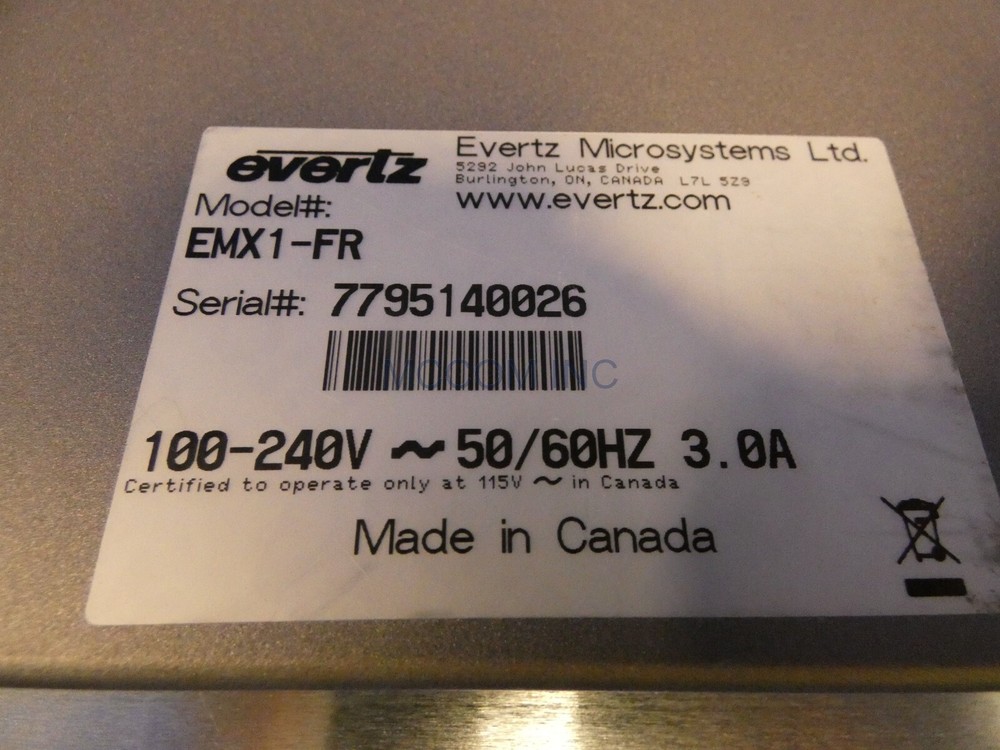 Evertz EMX1-FR Multiframe w/ EMX-FC Module, 2 PS