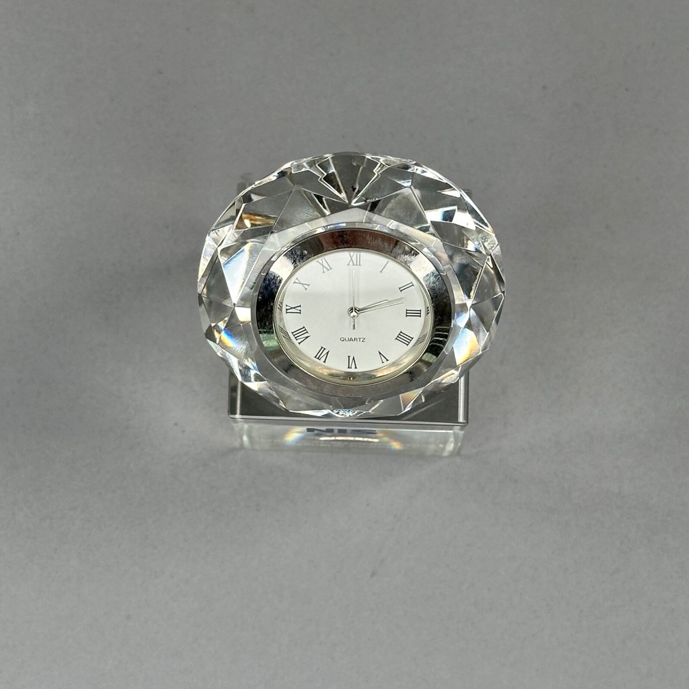 Crystal Table Clock South Korea National Intelligence Service Authentic Stopped