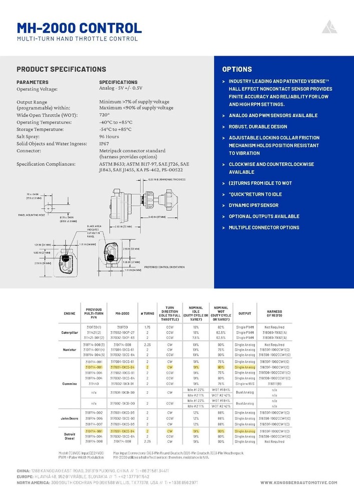 Clockwise Electronic Hand Throttle Control Remote Engine 317901-10cs-61