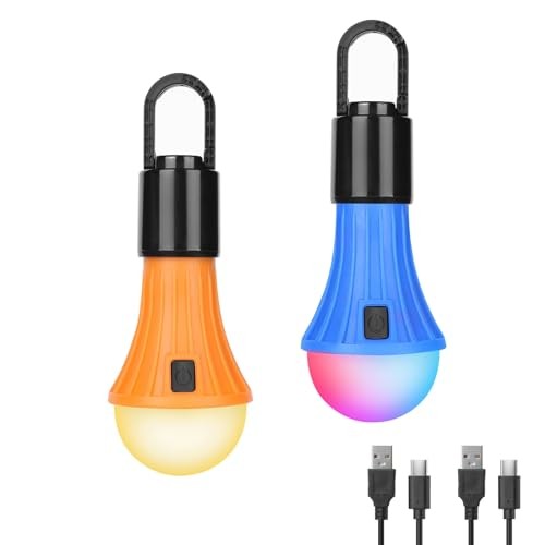 LED Rechargeable Camping Lantern, 7 White and RGB Light Modes, Camping
