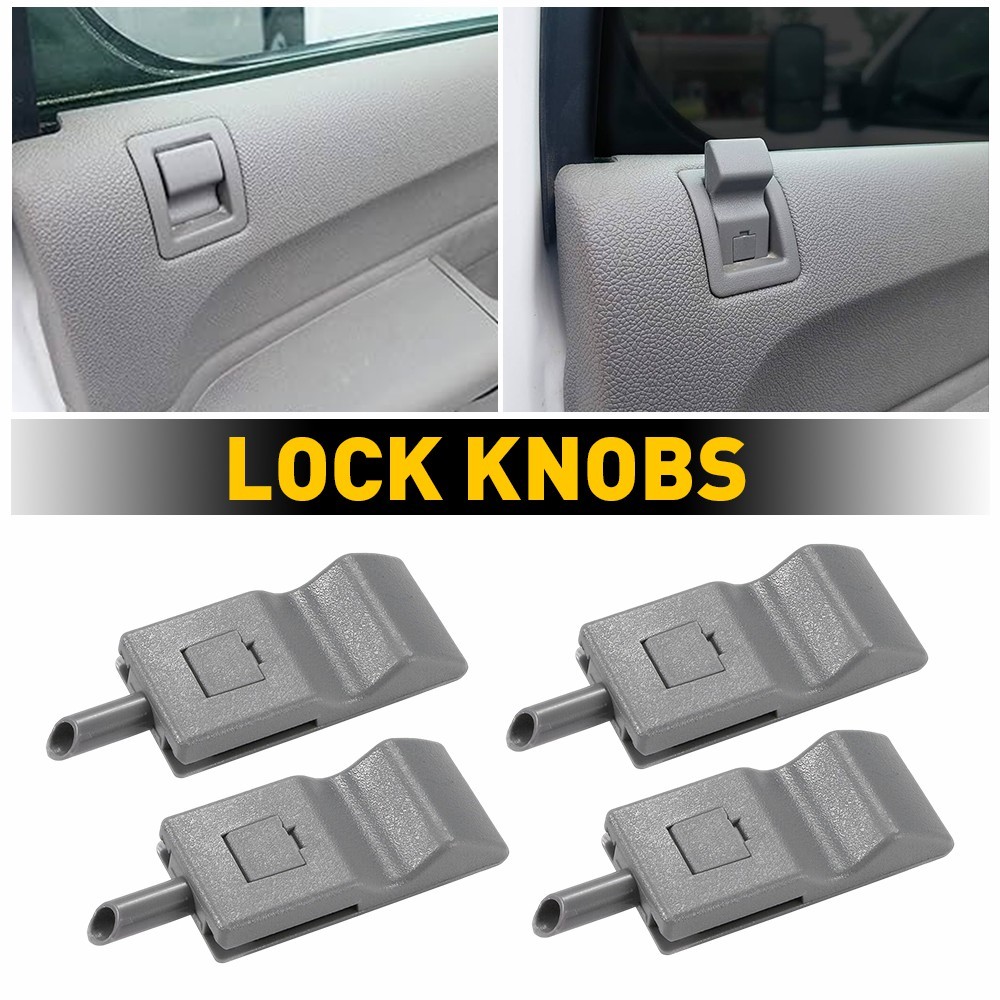 Set of 4 Lock Door Knobs Gray For 2007-2013 Chevrolet Silverado 1500 2500 3500