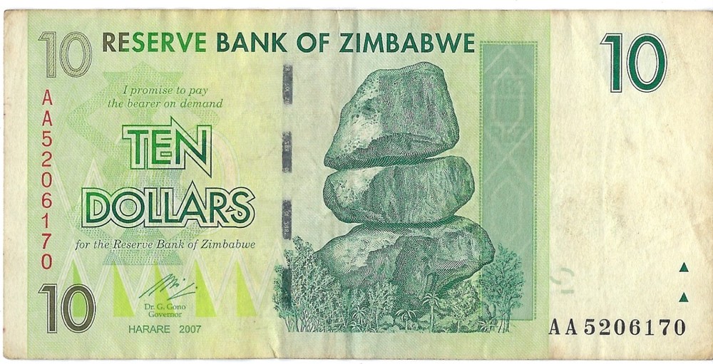 Banknote Zimbabwe P67 10 Dollars 2008