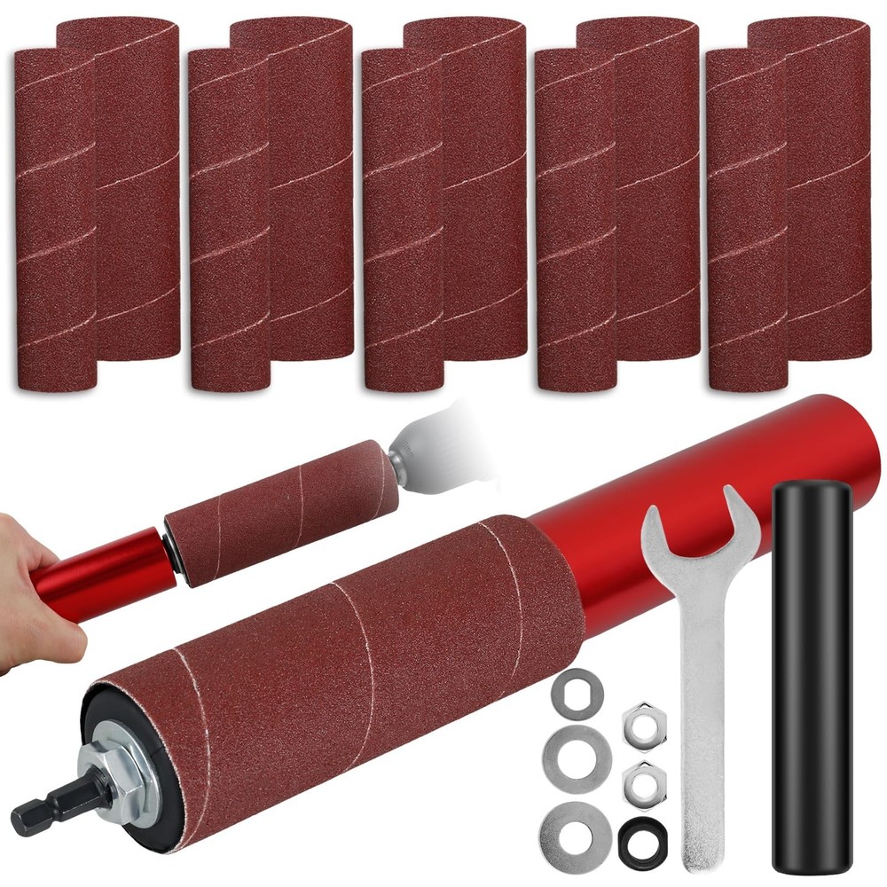 Drum Sander Set Portable Rubber Sanding Drum Hand-Held Spindle Sanding Drum w...