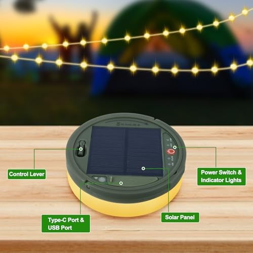 4 in 1 Solar Camping String Lights Ultra Long String with 220LEDs, 72.2Ft