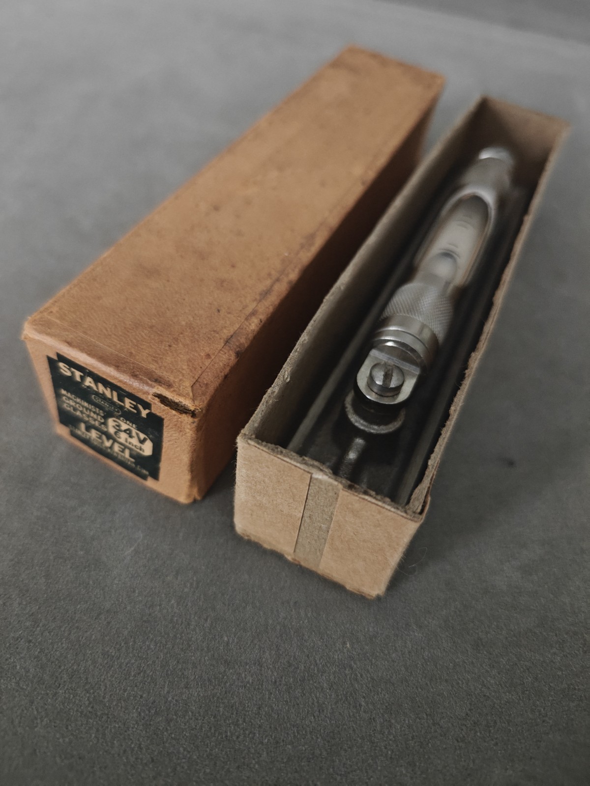 VTG Stanley No. 34V 6" Machinist Ground Glasses Level V Bottom w/ Box USA EUC