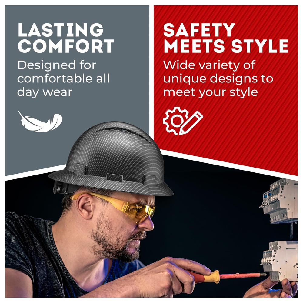 Acerpal Full Brim Hard Hat Vented, Class C, OSHA Construction Work Approved, ...