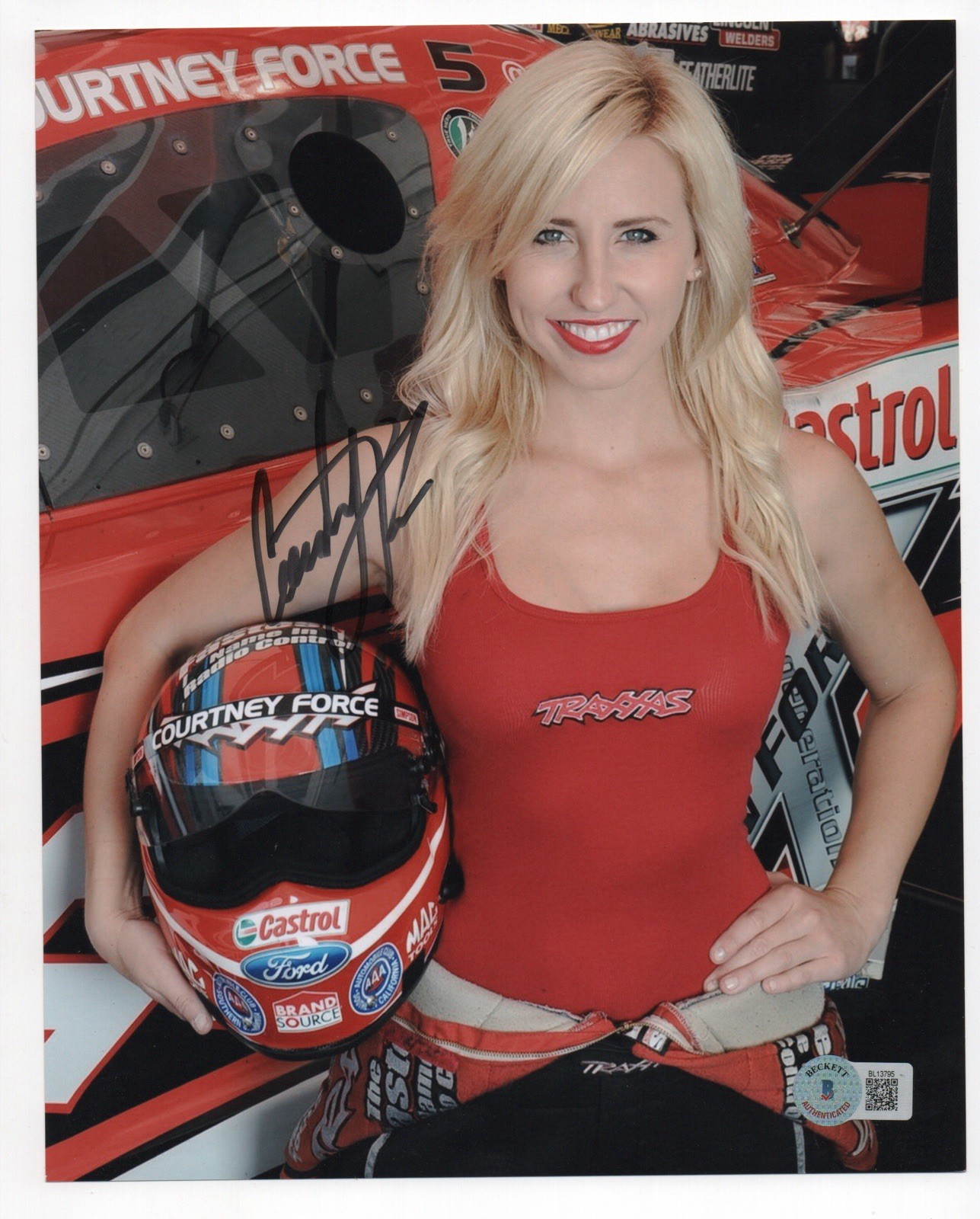 Courtney Force autographed signed 8x10 photo Beckett BAS COA Sexy Hot NHRA Model