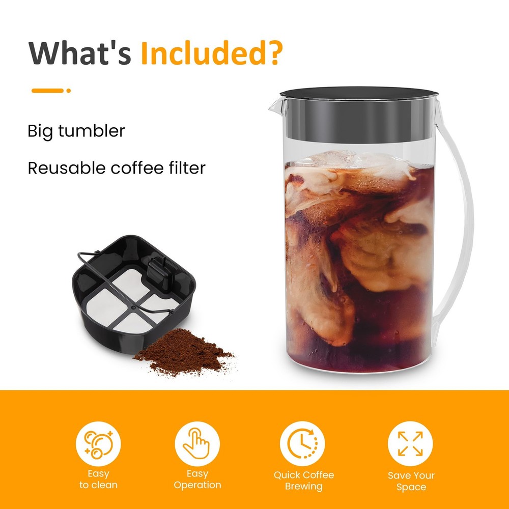 Iced Tea Maker with 3-Quart Pitcher, Iced Coffee Brewing Maker for Ground Cof...