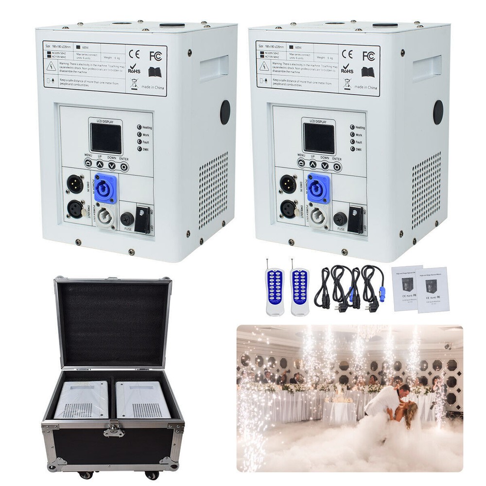 2PCS 750W Cold Spark Firework Machine DMX DJ Party Wedding Stage Effect Case